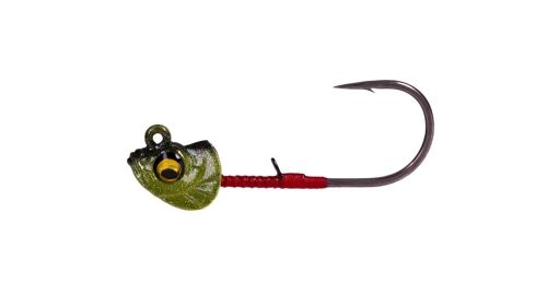 Megabass Okashira Head 3pk, Size: 1/16oz 3/0, Color: Weed Kamo II