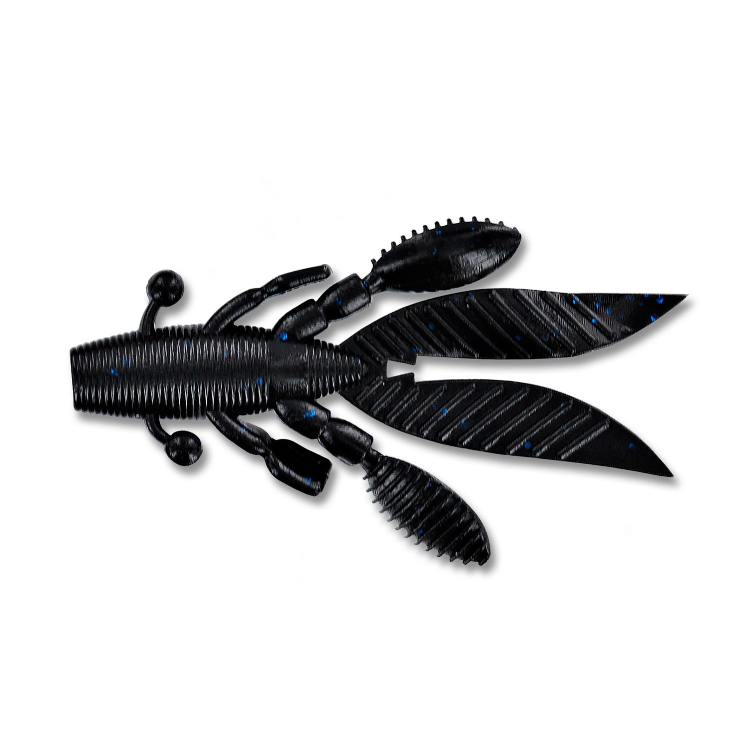 Yamamoto Flappin&#39; Hog 3.75&quot;, 7pk, Color: Black w/Lg Blue Flake
