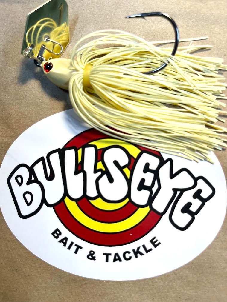 Bullseye Bladed Jig 1/2oz Bone Gold Blade
