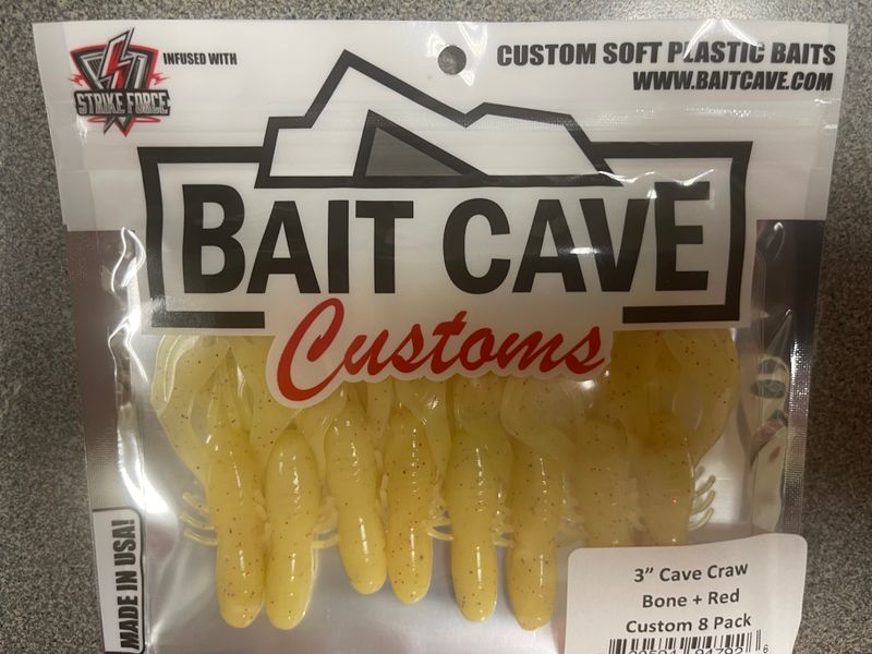 Bait Cave Customs 3&quot; Cave Craw Bone Red 8pk