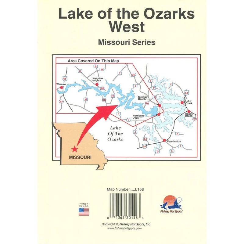 Fishing Hot Spots Map Lake of the Ozarks W