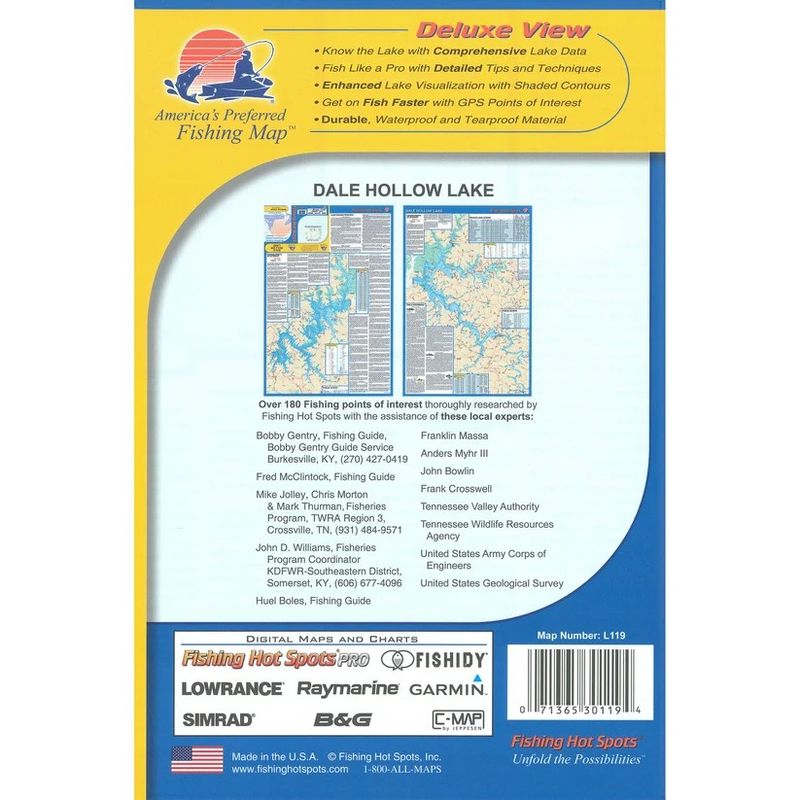 Fishing Hot Spots Map Dale Hollow Lake