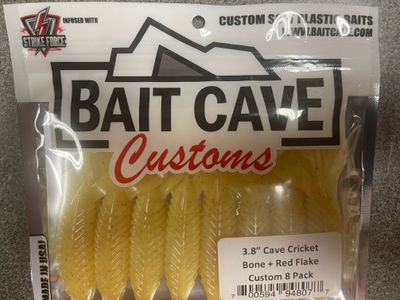 Bait Cave Customs, 3.8-Inch, Cave Cricket Bone &amp; Red Flk, 8pk