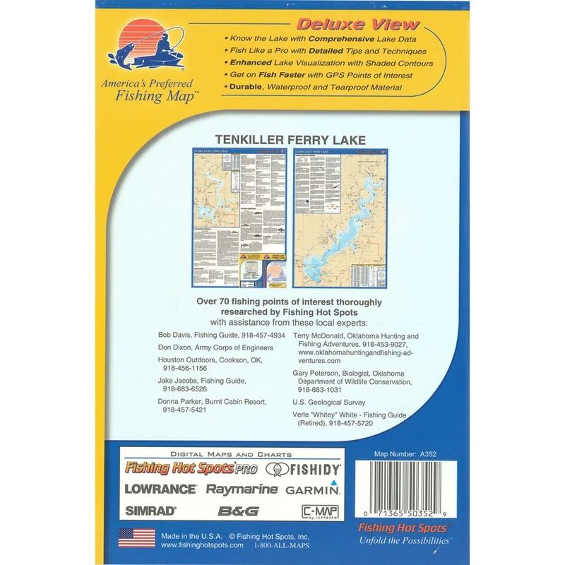 Fishing Hot Spots Map Tenkiller Ferry Lake (Oklahoma)