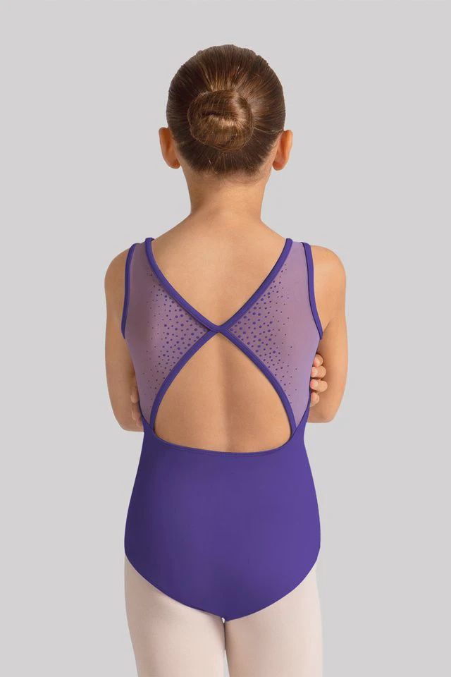 Bloch Celestia Boat Neckline Mesh Back Gel Print Tank Leotard, Colour: Violet, Size: 8/10