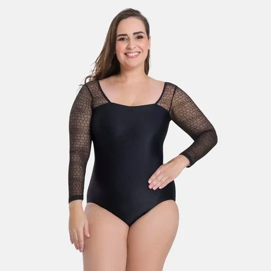 SoDanca Adult Long Sleeve Mesh Leotard with Open Back - Curvy -- BY67CV