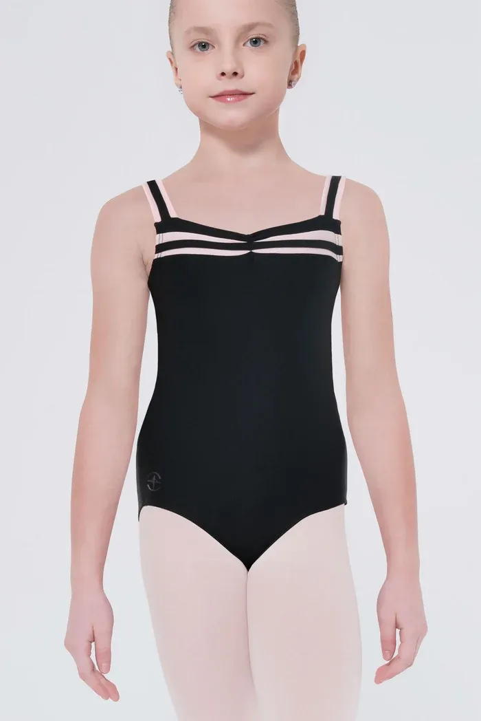 Wear Moi Margot Youth Leotard, Colour: Black/Ballet Pink, Size: 8-10