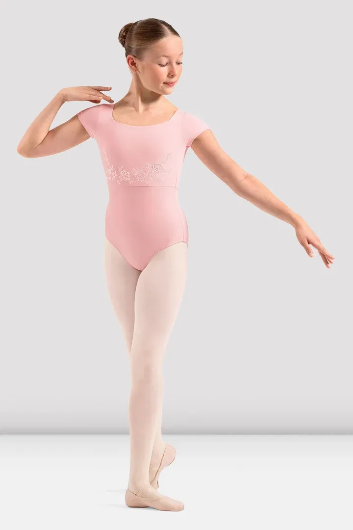 Mirella Youth Floral Cap Sleeve Leo M20013C, Colour: Pink, Size: 6x/7