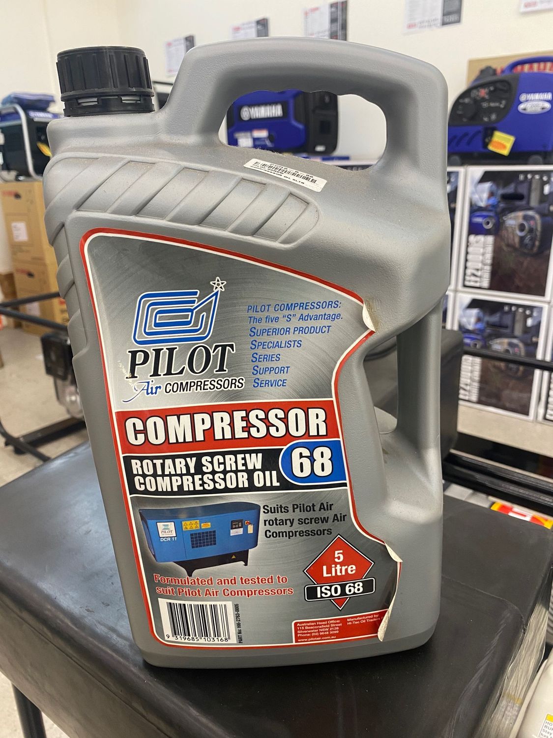 Rotary screw compressor oil,  ISO 68 Grade, 5 litre bottle - In-Stock Darwin, Price Includes freight to Darwin