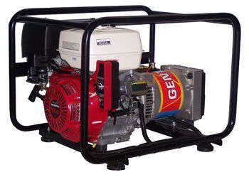Gentech 5.9 kVA @ 0.8pF Honda GX340 electric start petrol powered generator 1-phase 50Hz 3000rpm in rollover frame - Available Darwin NT, Price Includes freight to Darwin*