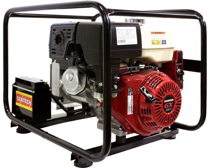 Gentech 7 kVA @ 0.8pF Honda GX390 electric start petrol powered generator 1-phase 50Hz 3000rpm in rollover frame