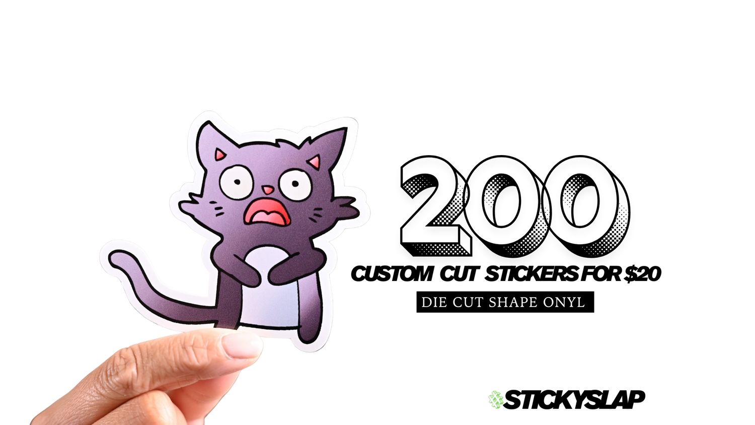 200 STICKER MONTHLY PROMO ( DIE CUT ONLY , CUSTOM SHAPE STICKER  ) 3 INCH - CUSTOM SHAPE ONLY