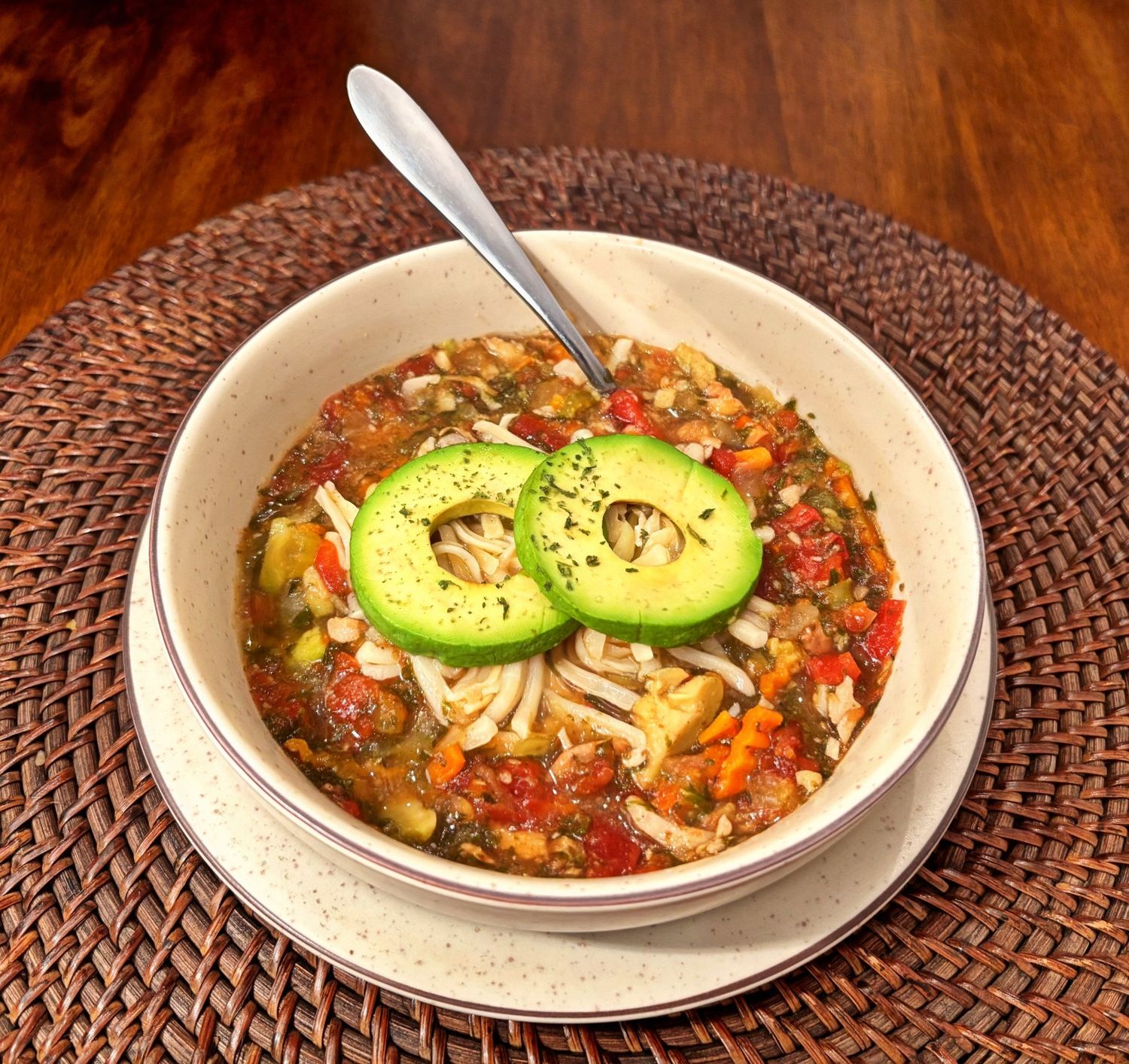 Organically Charming Meals- Homemade Chunky Tortilla Soup Recipe Postcard