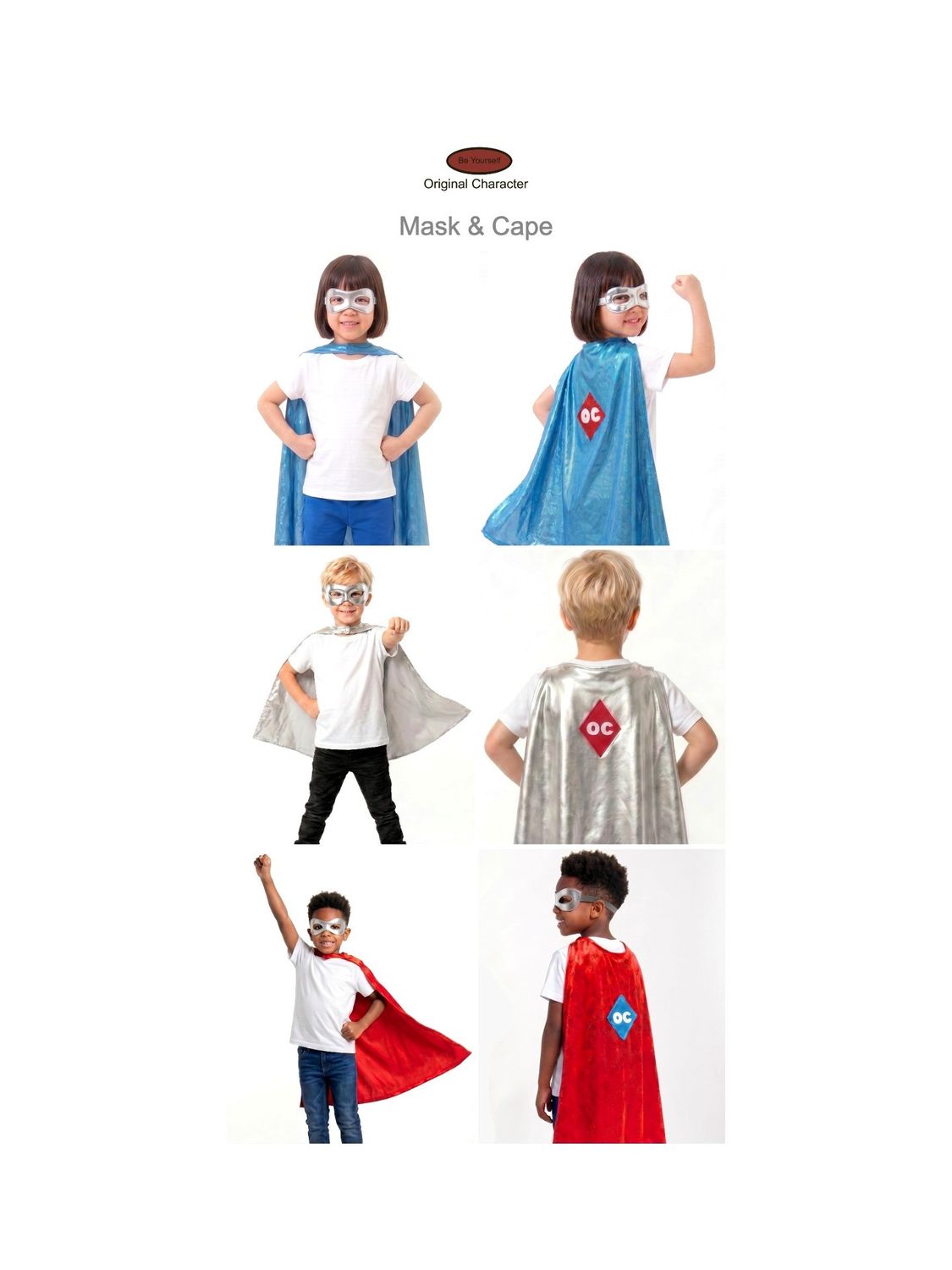 Be Yourself Original Character (OC) kids action figure mask and cape (FREE SHIPPING)