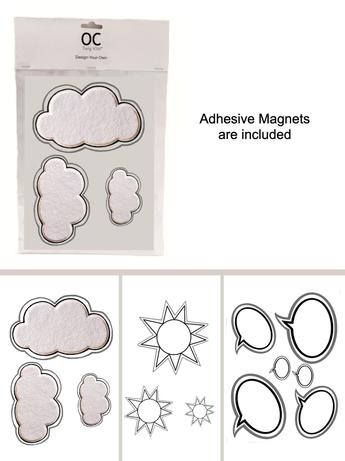 Twigs On-A-Cloud™ accessories (refrigerator magnets). Twig Kits™, Design-Your-Own, 3 sizes are included  (FREE SHIPPING)