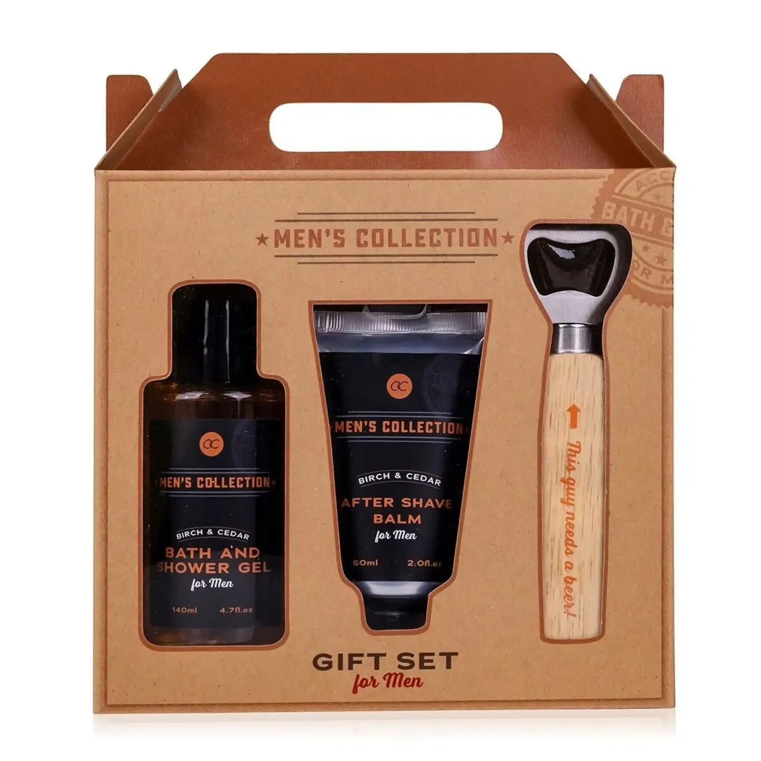 Accentra - Geschenkset für Männer MEN&#39;S COLLECTION mit Flaschenöffner, Bade- &amp; Duschgel und After Shave Balsam