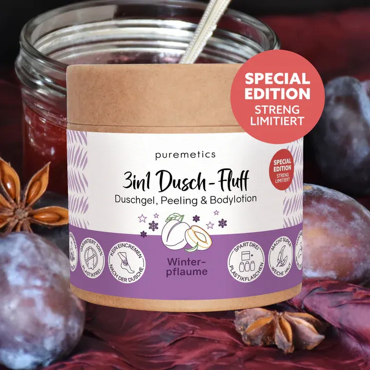 Puremetics - 3in1 Dusch-Fluff 'Winteredition Winterpflaume' Puremetics - 3in1 Dusch-Fluff 'Winteredition Winterpflaume'