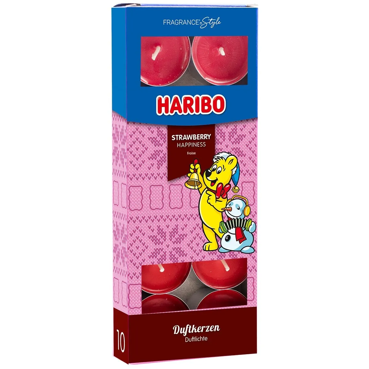 Teelicht Haribo Winterdesign Strawberry Happiness – 10 Stück