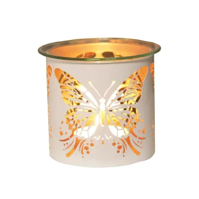 Teelicht Duftlampe Big Butterfly - White &amp; Gold