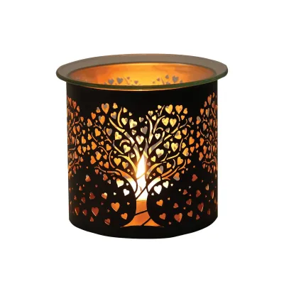 Teelicht Duftlampe Heart Tree - Black &amp; Gold