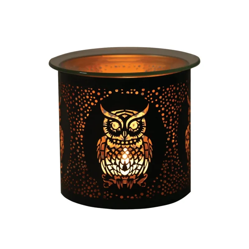 Teelicht Duftlampe Owl - Black &amp; Gold