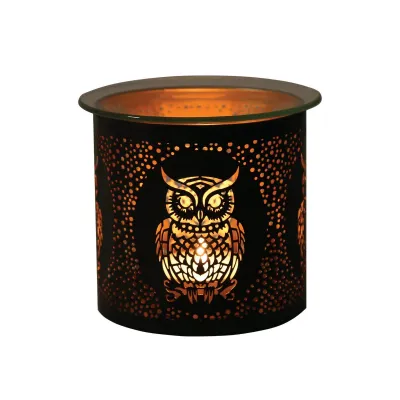 Teelicht Duftlampe Owl - Black &amp; Gold