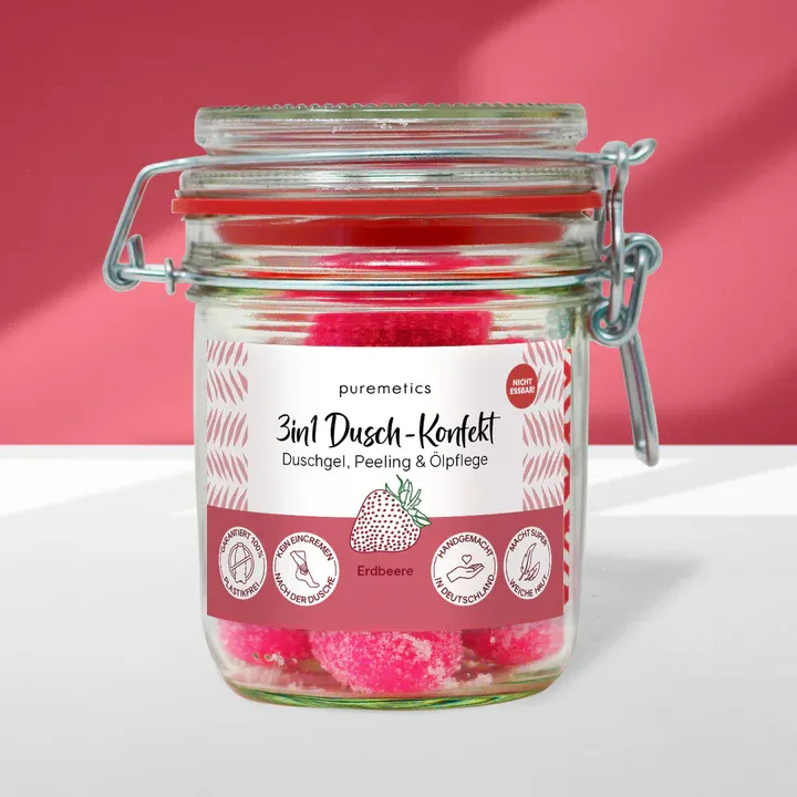 Puremetics - 3in1 Dusch-Konfekt „Erdbeere“