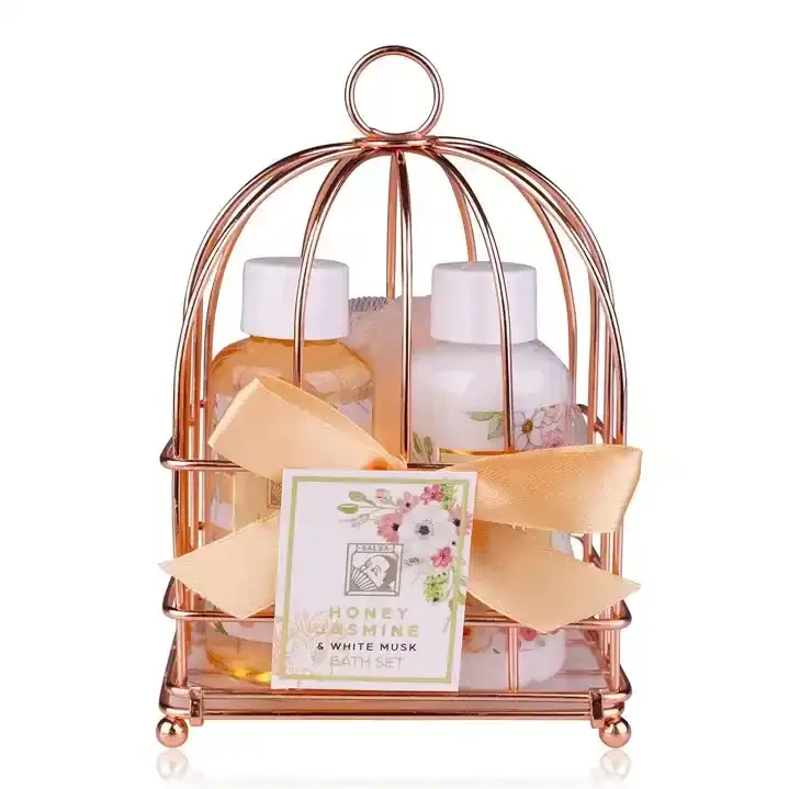 Accentra - Badeset HONEY JASMINE in Drahtkorb Vogelkäfig