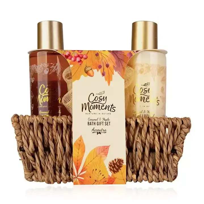 Accentra - Badeset Cosy Moments im Seegraskorb mit Herbstmotiv