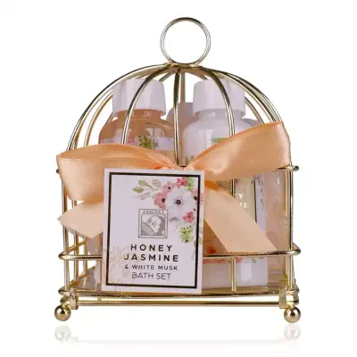 Accentra - Badeset Honey Jasmine, Geschenkset in Drahtkorb
