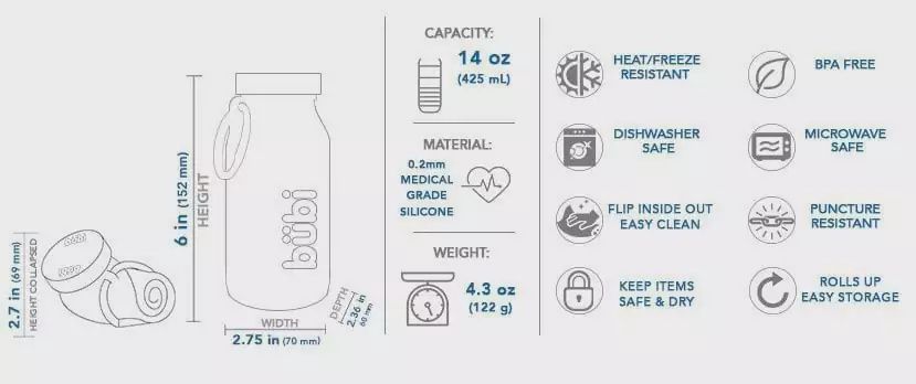 Bubi Bottle Gray 14 oz (425 ml)