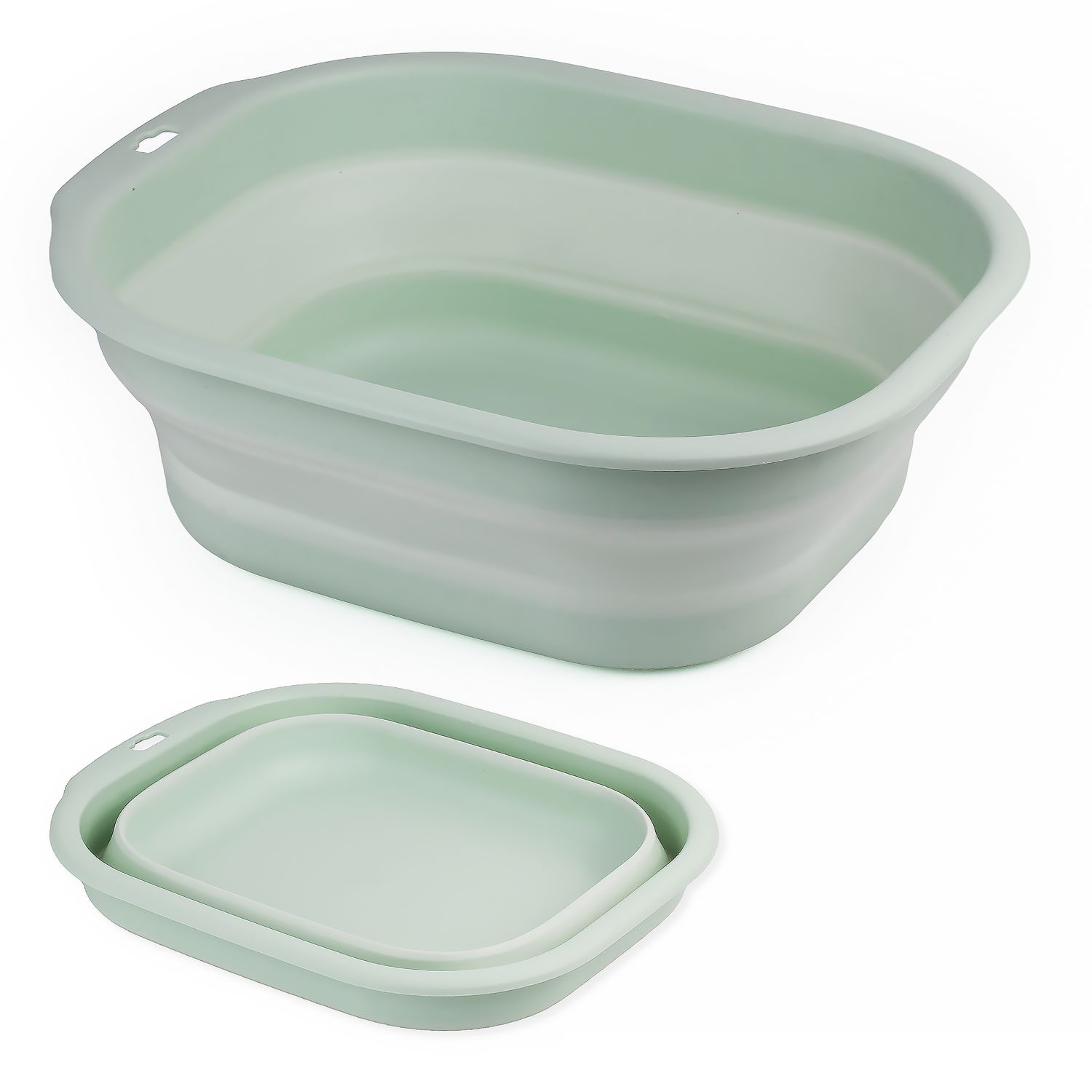 Daimix Collapsible Wash Basin Set of 2, Foldable Small Medium Size Wash Basin (Green)