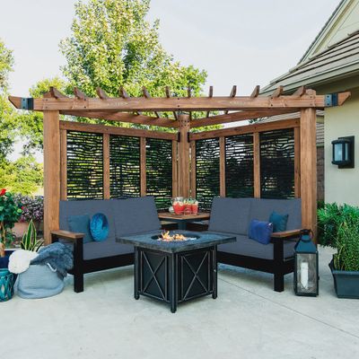 Tuscany Corner Pergola with Conversation Seating