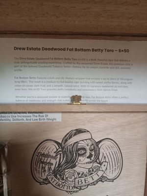 Drew Estates Deadwood - Fat Bottom Betty Toro - 6 x 50