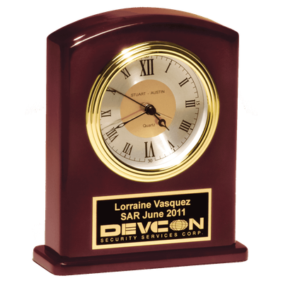 High Gloss Rosewood Finish Clock, Diamond Spun Dial, 3 Hand Movement, Plate