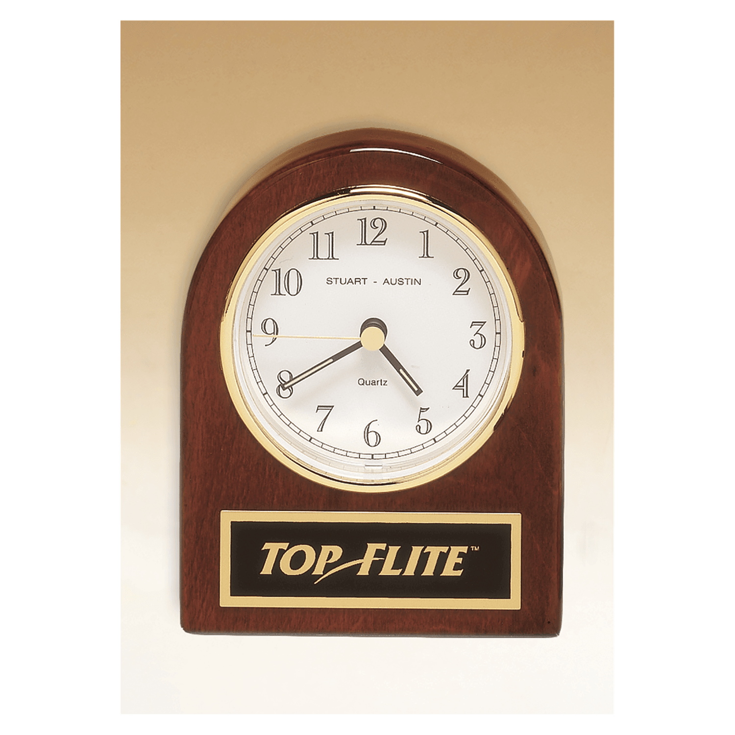 Rosewood Piano Finish Desk Clock with Black Plate