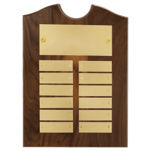 American Walnut 12 Plate Perpetual Plaque with Brushed Brass Plates