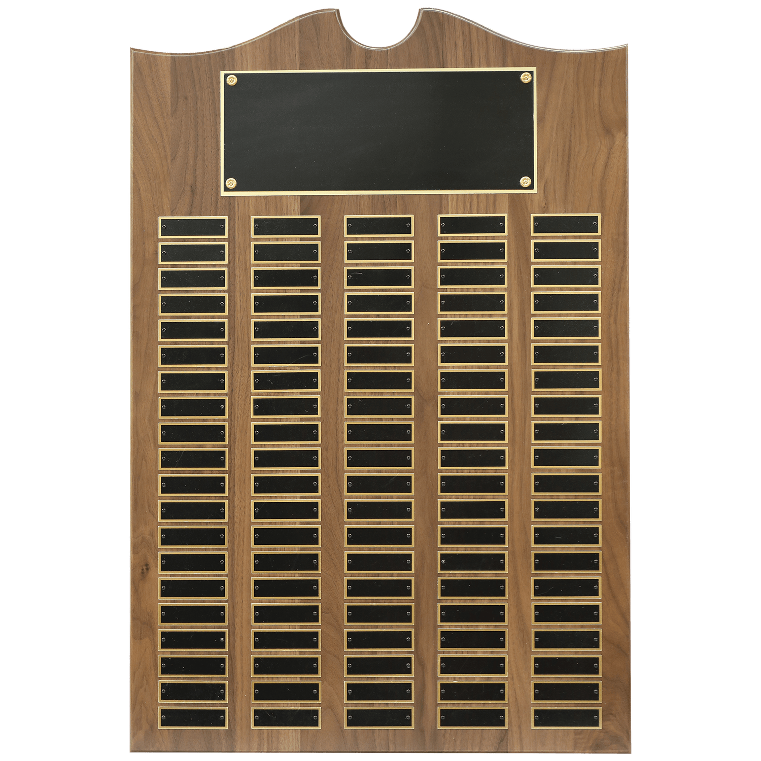 American Walnut 100 Plate Perpetual Plaque with Black Brass Plates