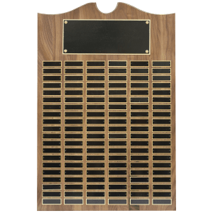 American Walnut 120 Plate Perpetual Plaque with Black Brass Plates
