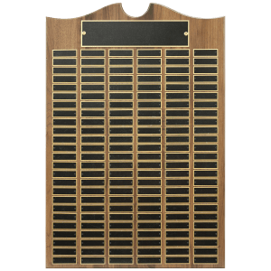 American Walnut 150 Plate Perpetual Plaque with Black Brass Plates