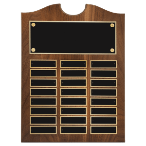 American Walnut 24 Plate Perpetual Plaque with Black Brass Plates