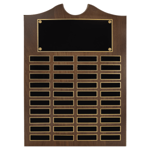 American Walnut 40 Plate Perpetual Plaque with Black Brass Plates