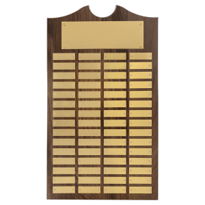 American Walnut 60 Plate Perpetual Plaque with Brushed Brass Plates