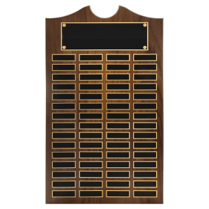American Walnut 60 Plate Perpetual Plaque with Black Brass Plates