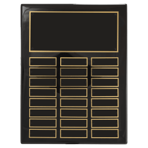 Black Piano Finish Perpetual Plaque with Header and 24 Perpetual Plates