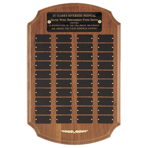 American Walnut 40 Plate Perpetual Plaque with Brushed Brass Plates