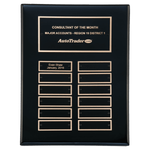 Black Piano Finish Perpetual Plaque with Header and 12 Perpetual Plates