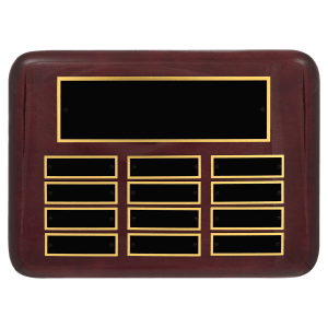 Rosewood Piano 12 Plate Perpetual Plaque with Black Brass Plates