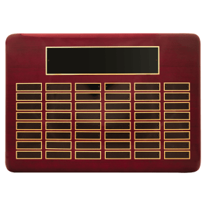 Rosewood Piano Finish 48 Plate Perpetual Plaque with Black Brass Plates