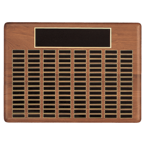 Walnut 144 Plate Perpetual Plaque with Black Brass Plated Steel Plates